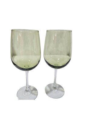 2 Vina Green Libbey Red Wine Goblet 9" blown glass 17oz stylish romantic